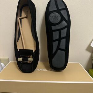 Michael Kors Black Flats with Gold Buckle